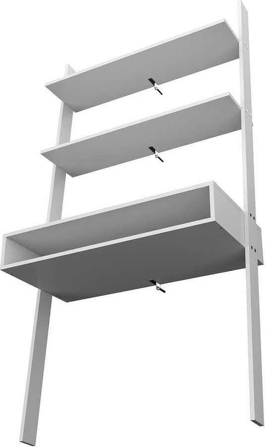 Manhattan Comfort Desks - Cooper Ladder Desk with 2 Floating Shelves in White