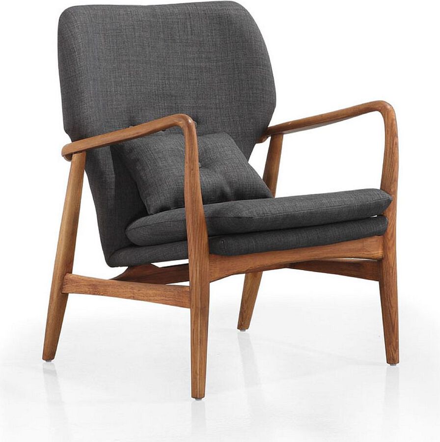 Manhattan Comfort Accent Chairs - Bradley Charcoal & Walnut Linen Weave Accent Chair