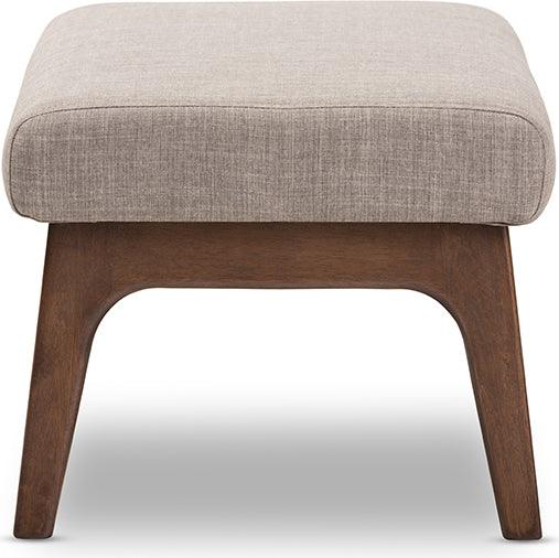 Wholesale Interiors Ottomans & Stools - Bianca Mid-Century Ottoman Light Gray & Walnut Brown