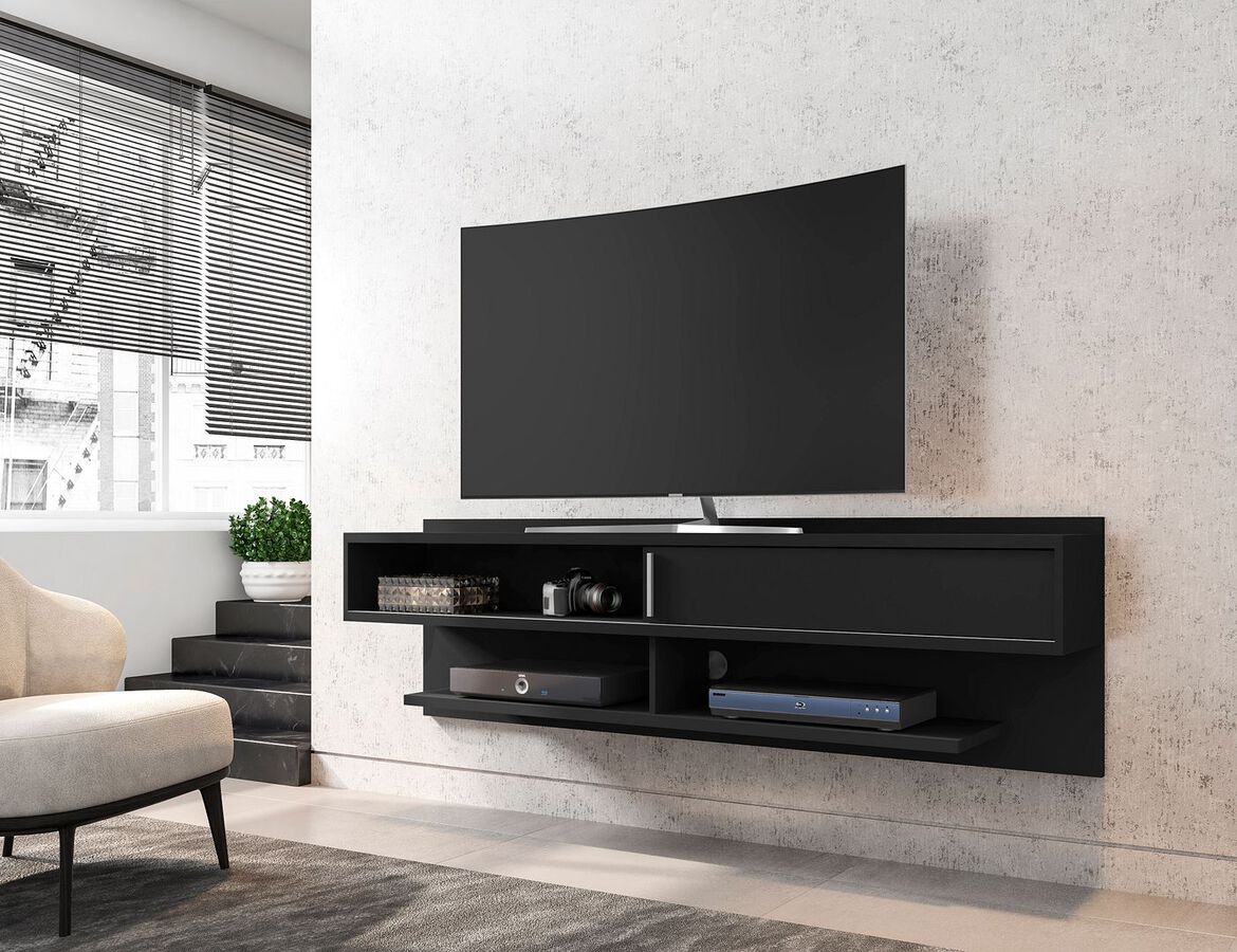 Manhattan Comfort TV & Media Units - Astor 70.86 Modern Floating Entertainment Center 1.0 with Media Shelves in Black