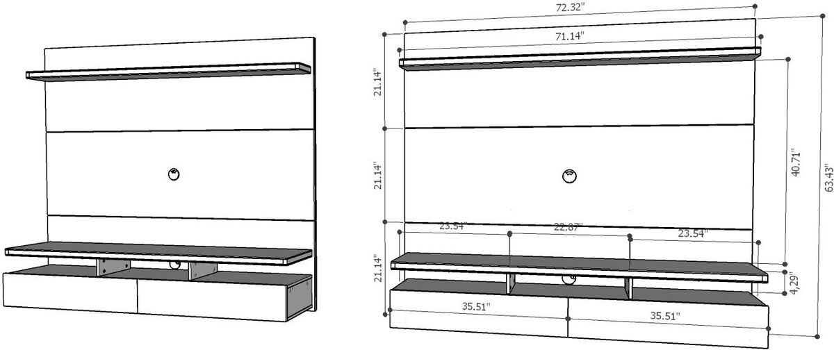 Manhattan Comfort TV & Media Units - City 1.8 Floating Wall Theater Entertainment Center in White Gloss