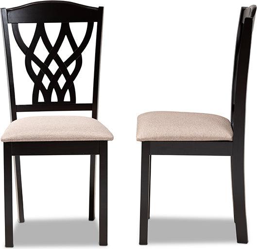 Wholesale Interiors Dining Chairs - Delilah Sand Fabric Upholstered and Dark Brown Finished Wood 2-Piece Dining Chair Set