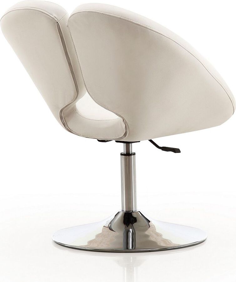 Manhattan Comfort Accent Chairs - Perch White & Polished Chrome Faux Leather Adjustable Chair