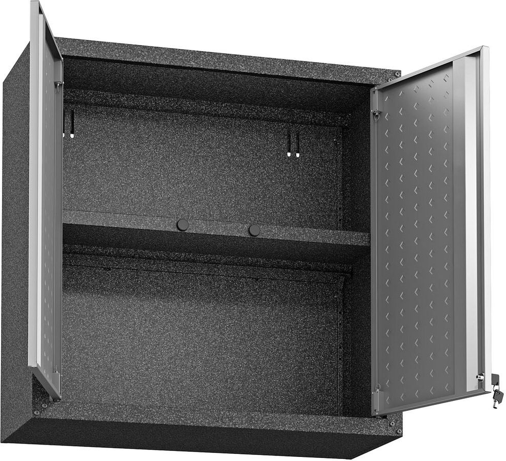 Manhattan Comfort Buffets & Cabinets - Fortress 30" Floating Textured Metal Garage Cabinet with Adjustable Shelves in Gray - Set of 2