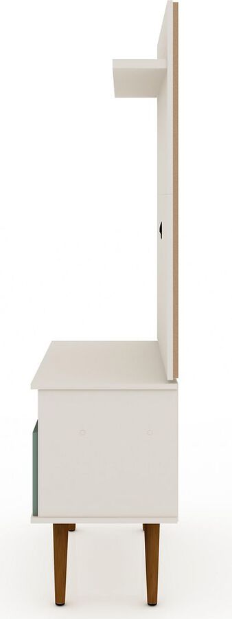 Manhattan Comfort TV & Media Units - Tribeca 35.43 TV Stand & Panel with Media & Display Shelves in Off White & Green Mint