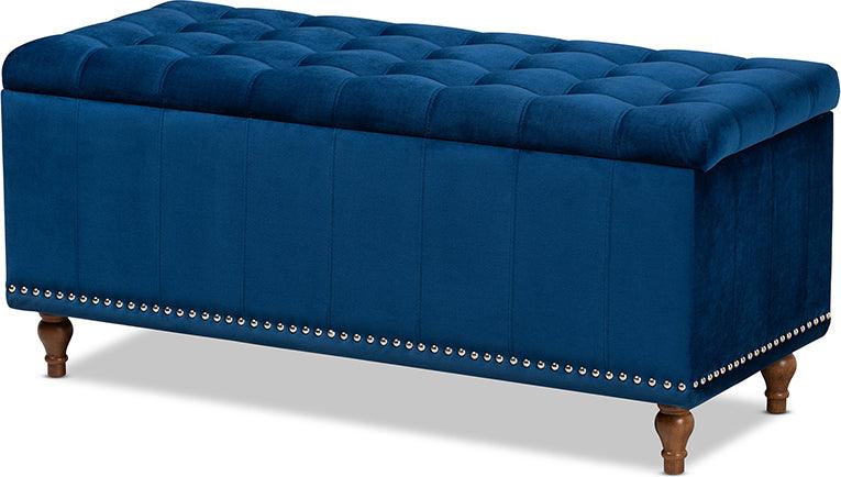 Wholesale Interiors Ottomans & Stools - Kaylee Modern Ottoman Navy Blue & Brown