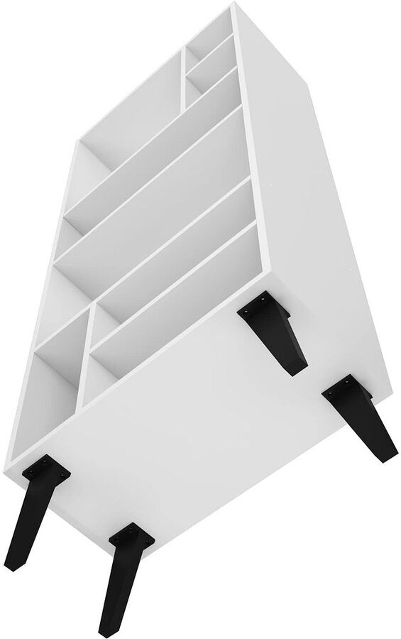 Manhattan Comfort Bookcases & Display Units - Warren Tall Bookcase 1.0 with 8 Shelves in White with Black Feet