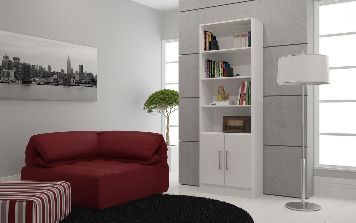 Manhattan Comfort Bookcases & Display Units - Practical Catarina Cabinet with 6- Shelves in White