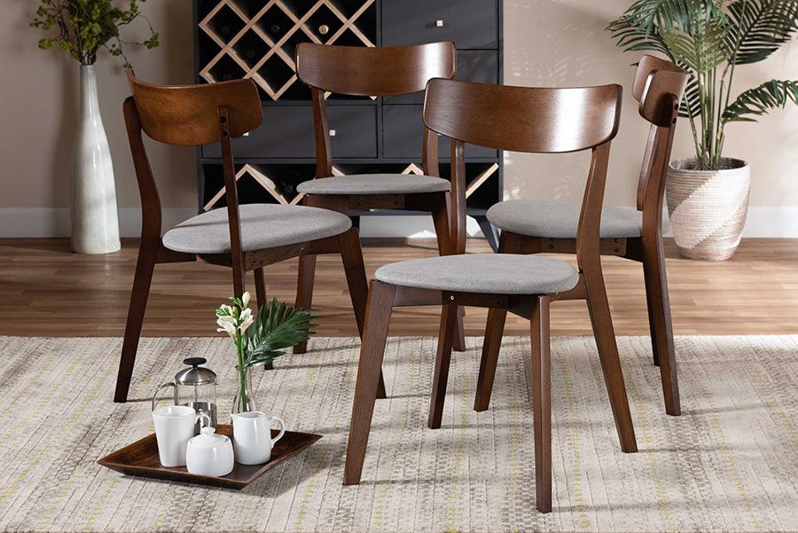 Wholesale Interiors Dining Chairs - Iora Mid-Century Modern Light Gray & Walnut Brown (Set of 4)