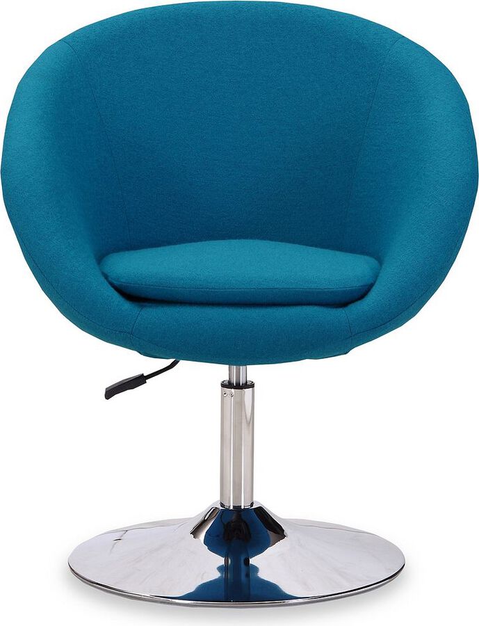 Manhattan Comfort Accent Chairs - Hopper Blue & Polished Chrome Wool Blend Adjustable Height Chair