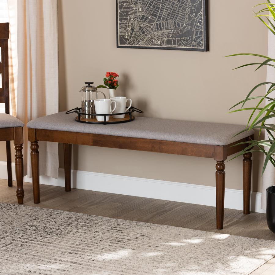 Wholesale Interiors Benches - Giovanni Grey & Walnut Brown Finished Wood Dining Bench