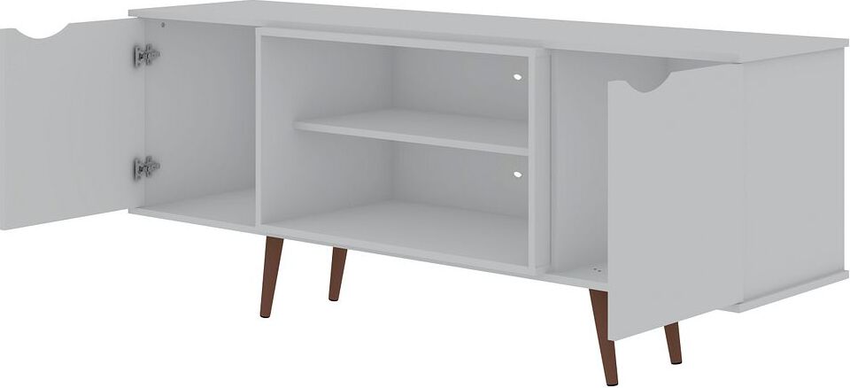 Manhattan Comfort TV & Media Units - Hampton 62.99 TV Stand with 4 Shelves & Solid Wood Legs in White