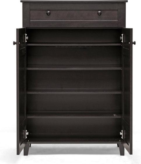 Shop Baxton Studio Glidden Dark Brown Wood Modern Shoe Cabinet