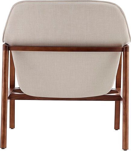 Manhattan Comfort Accent Chairs - Miller Cream & Walnut Linen Weave Accent Chair