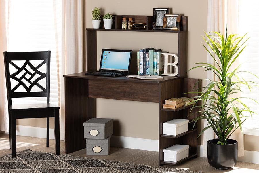 Wholesale Interiors Desks - Garnet Desk with Shelves Walnut Brown