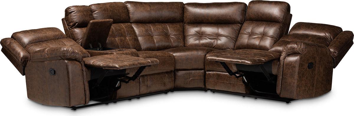 Wholesale Interiors Sectional Sofas - Vesa Brown 6-Piece Sectional Recliner Sofa with 2 Reclining Seats