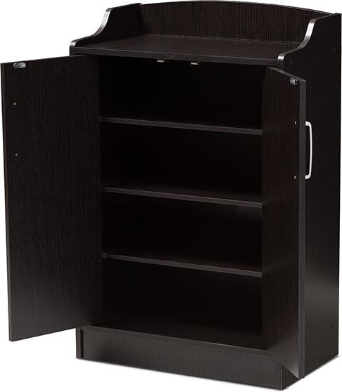 Wholesale Interiors Shoe Storage - Verdell Modern and Contemporary Wenge Brown Finished Shoe Cabinet