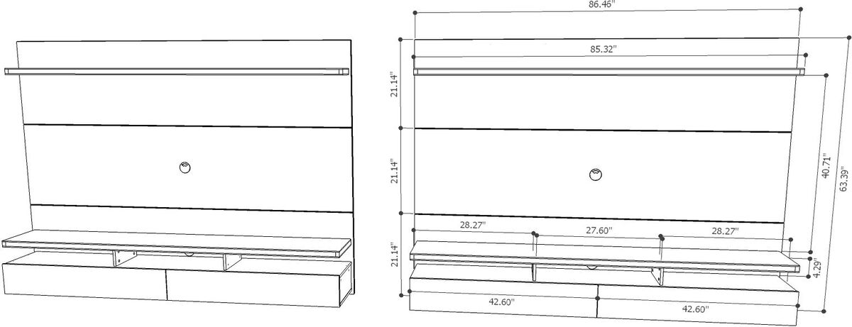 Manhattan Comfort TV & Media Units - City 2.2 Floating Wall Theater Entertainment Center in White Gloss