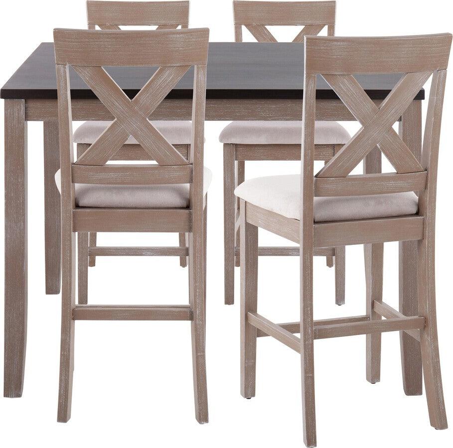 Lumisource Dining Sets - Harper 5-Piece Contemporary Counter Set in Grey and Espresso Wood with Grey Fabric