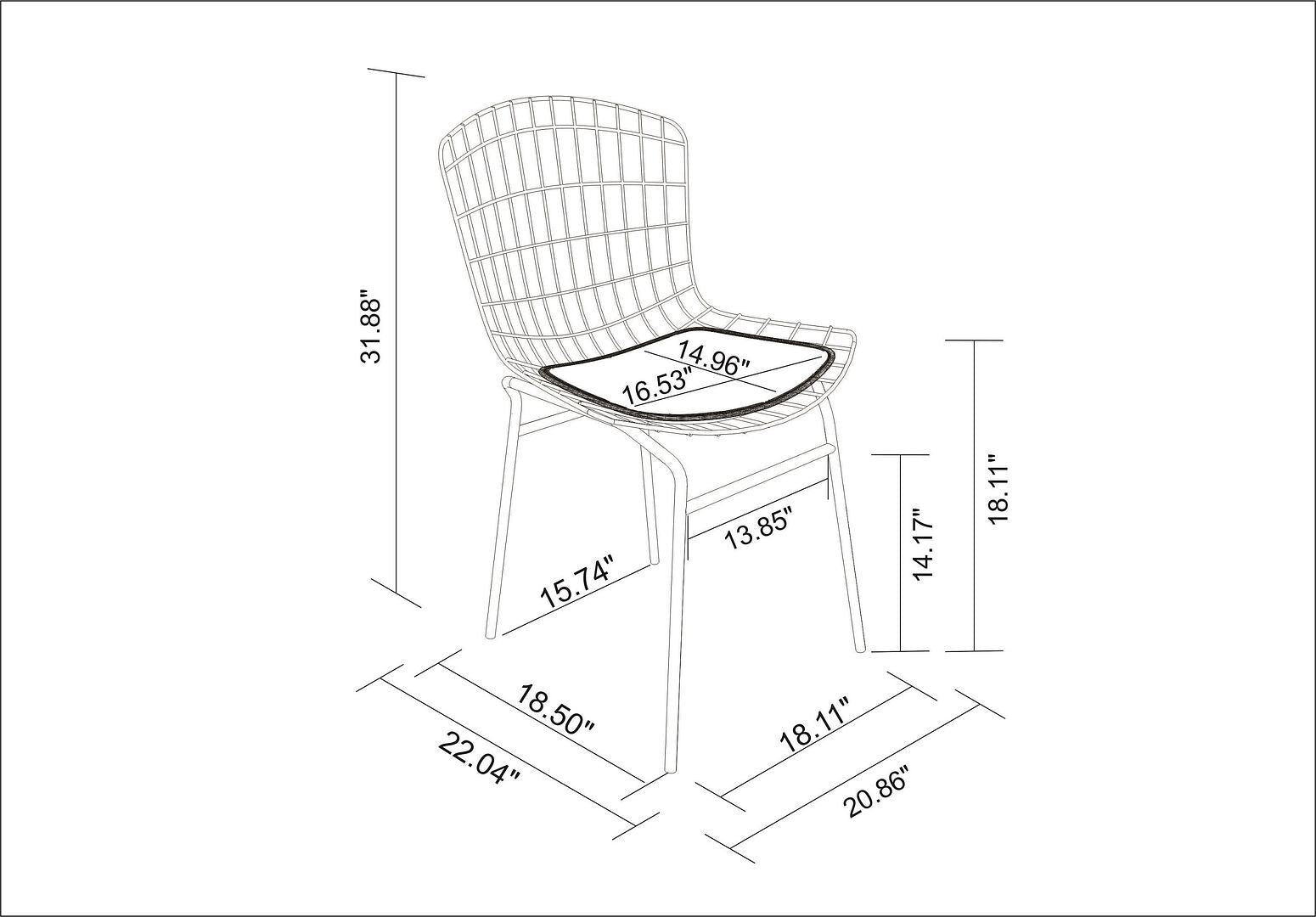 Manhattan Comfort Accent Chairs - Madeline Metal Chair with Seat Cushion in Silver & Black