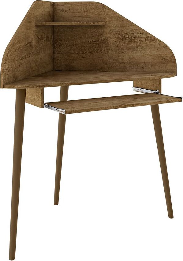 Manhattan Comfort Desks - Bradley Corner Desk with Keyboard Shelf in Rustic Brown