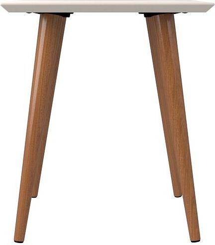 Manhattan Comfort Side & End Tables - Utopia 19.68" High Square End Table With Splayed Wooden Legs in Off White & Maple Cream