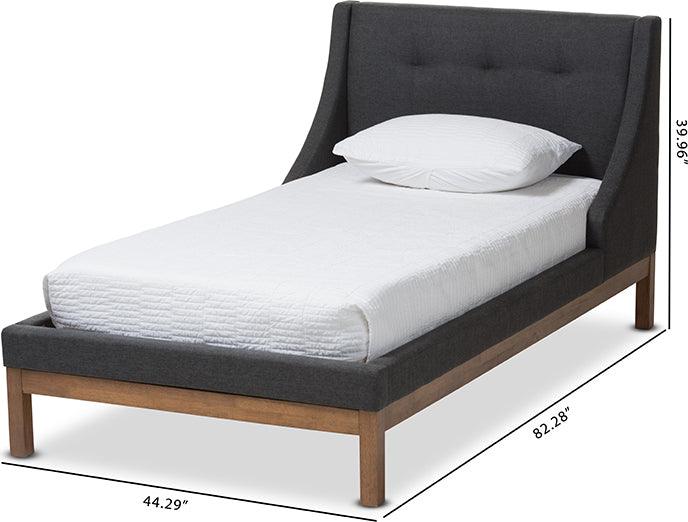 Wholesale Interiors Beds - Louvain Dark Grey Walnut-Finished Twin Sized Platform Bed