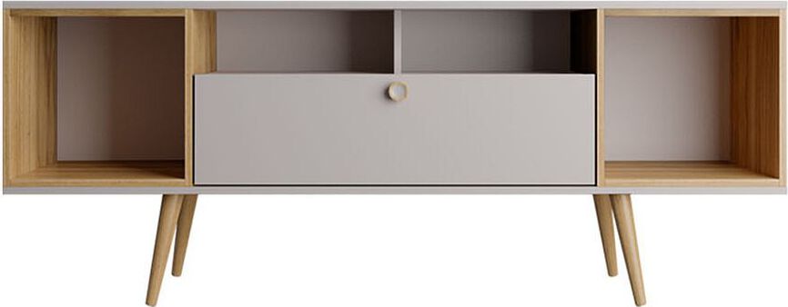 Manhattan Comfort TV & Media Units - Theodore 62.99 TV Stand with 6 Shelves in Off White & Cinnamon