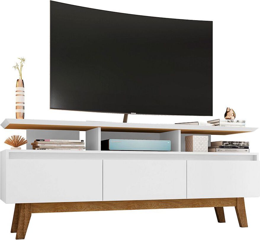 Manhattan Comfort TV & Media Units - Yonkers 62.99 TV Stand with Solid Wood Legs and 6 Media and Storage Compartments in White