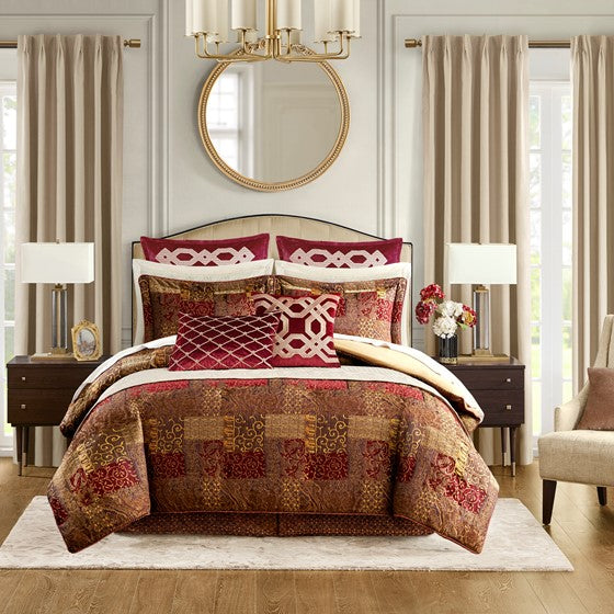 Olliix.com Comforters & Blankets - 4 Piece Red Comforter Set Red Queen