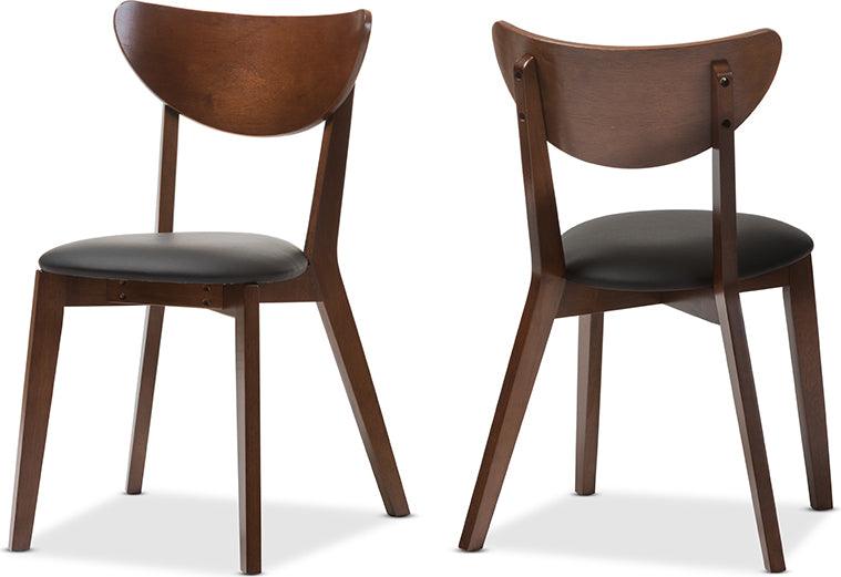 Wholesale Interiors Dining Chairs - Sumner Mid-Century Black Faux Leather and Walnut Brown Dining Chair