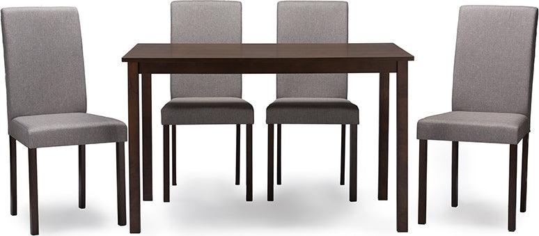 Wholesale Interiors Dining Sets - Andrew Contemporary Espresso Wood Gray Fabric 5PC Dining Set