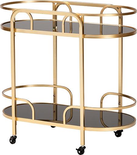 Leighton Contemporary Glam and Luxe Gold Metal and Tempered Glass 2 Ti