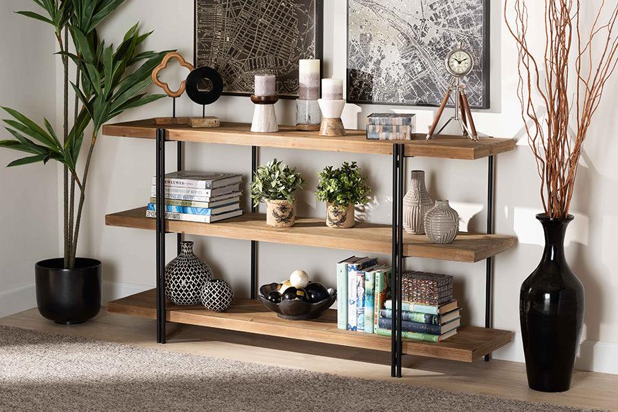 Wholesale Interiors Consoles - Tarah Modern Natural Brown Wood & Black Metal Console Table