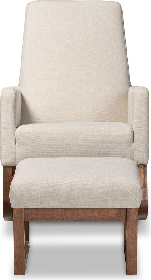 Yashiya Mid century Retro Modern Light Beige Rocking Chair Ottoman Set