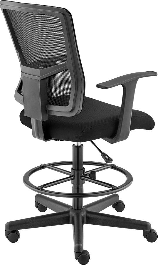 Euro Style Task Chairs - Tuva Adjustable Height Drafting Stool in Black Mesh and Fabric with Black Frame