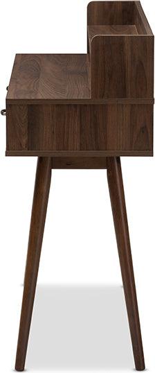 Disa Mid Century Modern Walnut Brown Finished 2 Drawer Desk