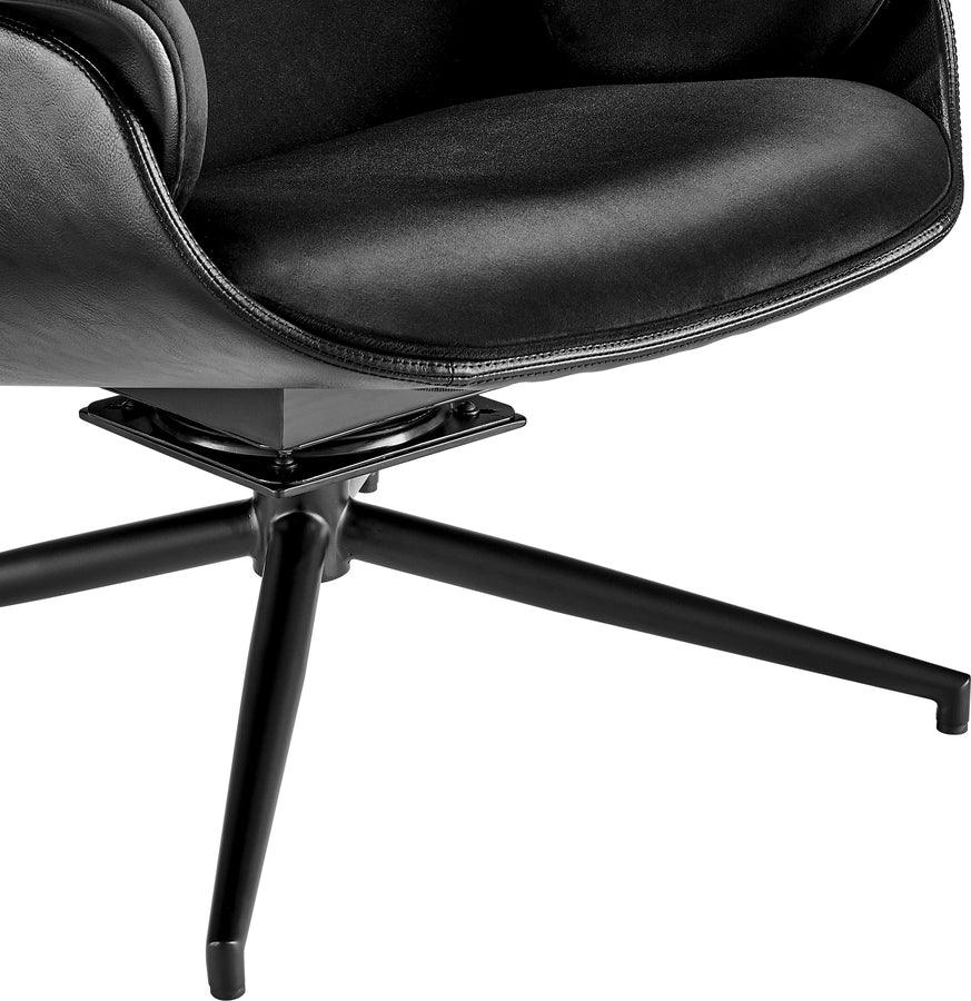 Euro Style Task Chairs - Lennart Lounge Chair Seat in Black Leatherette Outside and Black Velvet Inside with Black Base