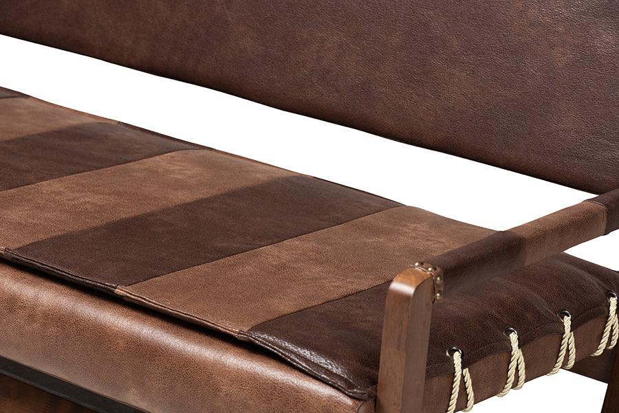 Wholesale Interiors Sofas & Couches - Rovelyn Rustic Brown Faux Leather Upholstered Walnut Finished Wood Sofa