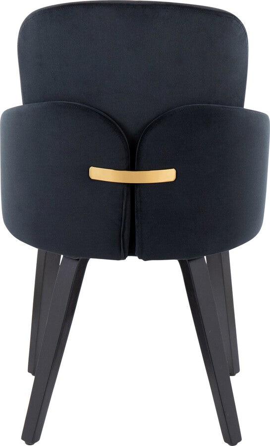 Lumisource Dining Chairs - Dahlia Contemporary Dining Chair In Black Wood & Black Velvet With Gold Accent (Set of 2)