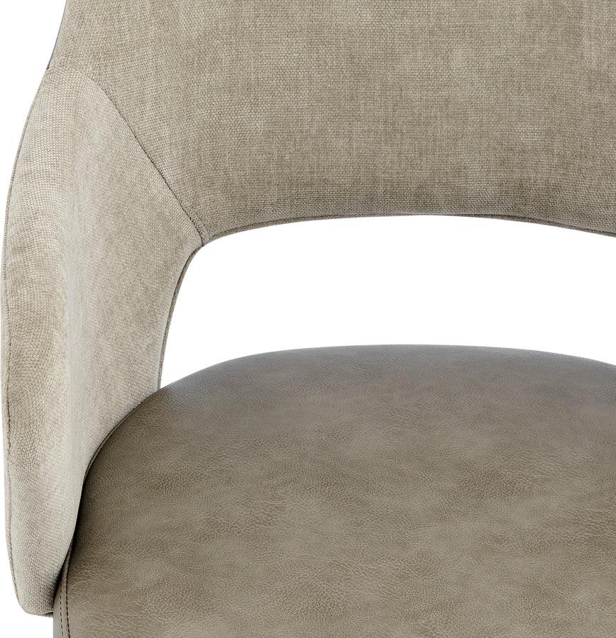 Euro Style Task Chairs - Darcie Office Chair in Light Taupe Fabric, Light Gray Leatherette and Black Base