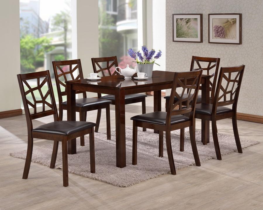 Wholesale Interiors Dining Sets - Mozaika Wood And Leather Contemporary 7-Piece Dining Set