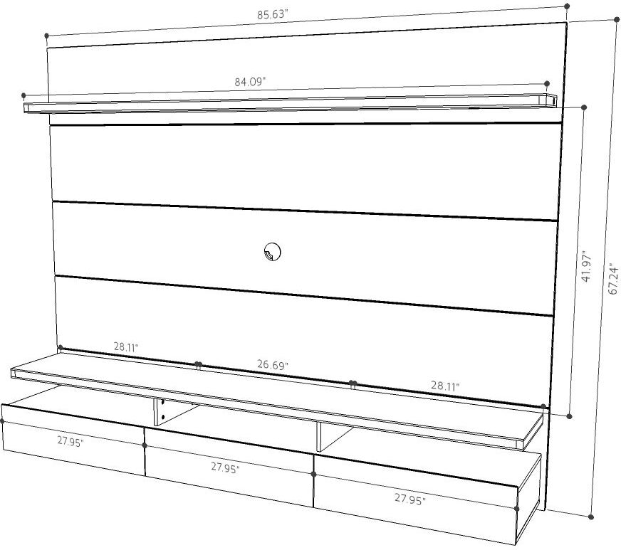 Manhattan Comfort TV & Media Units - Cabrini 2.2 Floating Wall Theater Entertainment Center in White Gloss