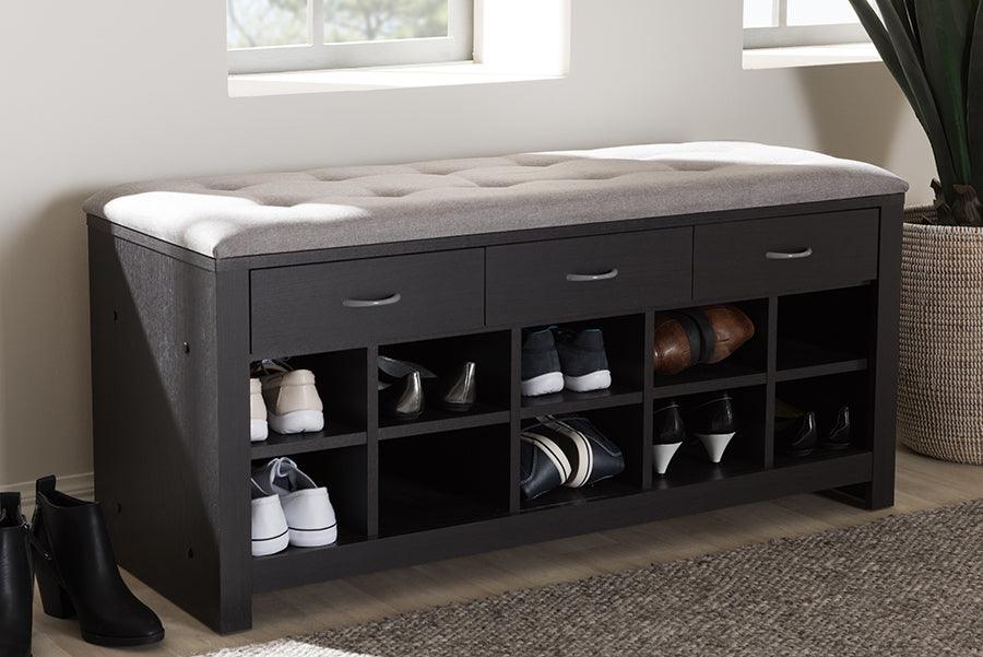 Entryway Shoe Rack Bench Shoe Storage with Shelves, Espresso - On