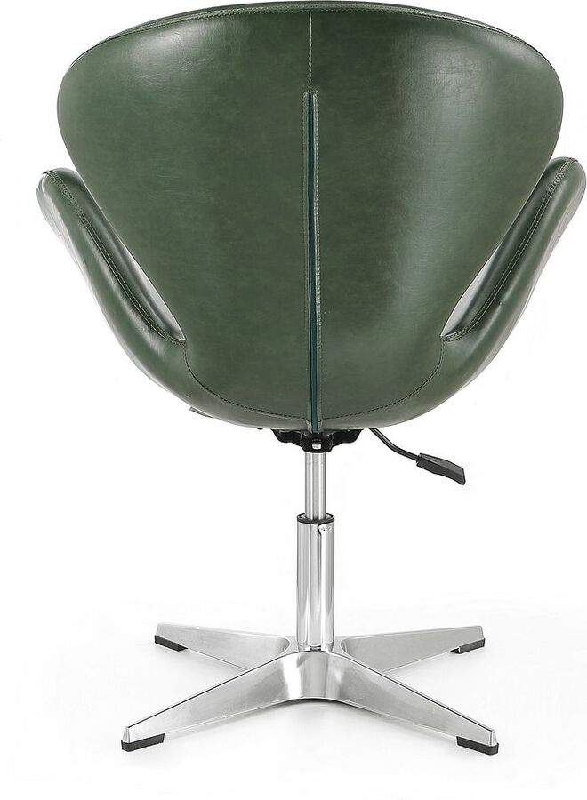 Manhattan Comfort Accent Chairs - Raspberry Forest Green & Polished Chrome Faux Leather Adjustable Swivel Chair