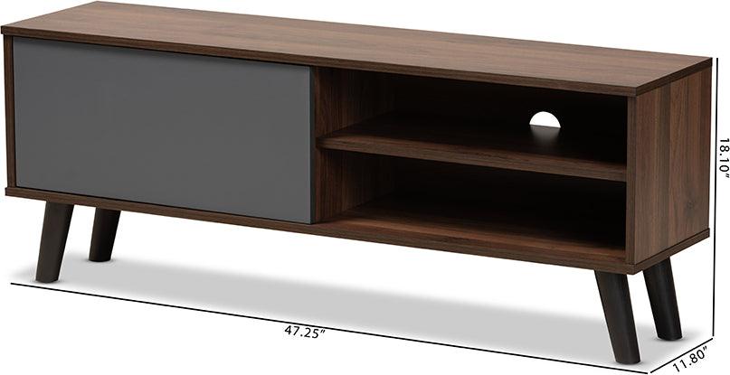 Wholesale Interiors TV & Media Units - Mallory Two-Tone Walnut Brown and Grey Finished Wood TV Stand