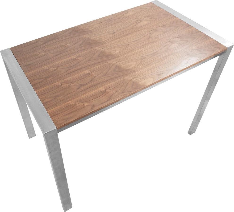 Lumisource Bar Tables - Fuji Contemporary Counter Table in Brushed Stainless Steel and Walnut Wood