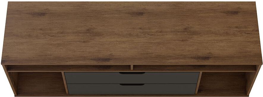 Manhattan Comfort TV & Media Units - Rockefeller 62.99 TV Stand with Metal Legs & 2 Drawers in Nature & Textured Gray