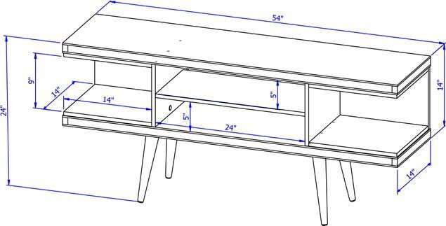 Manhattan Comfort TV & Media Units - Utopia 53.14" TV Stand with Splayed Wooden Legs & 4 Shelves in White Gloss & Maple Cream