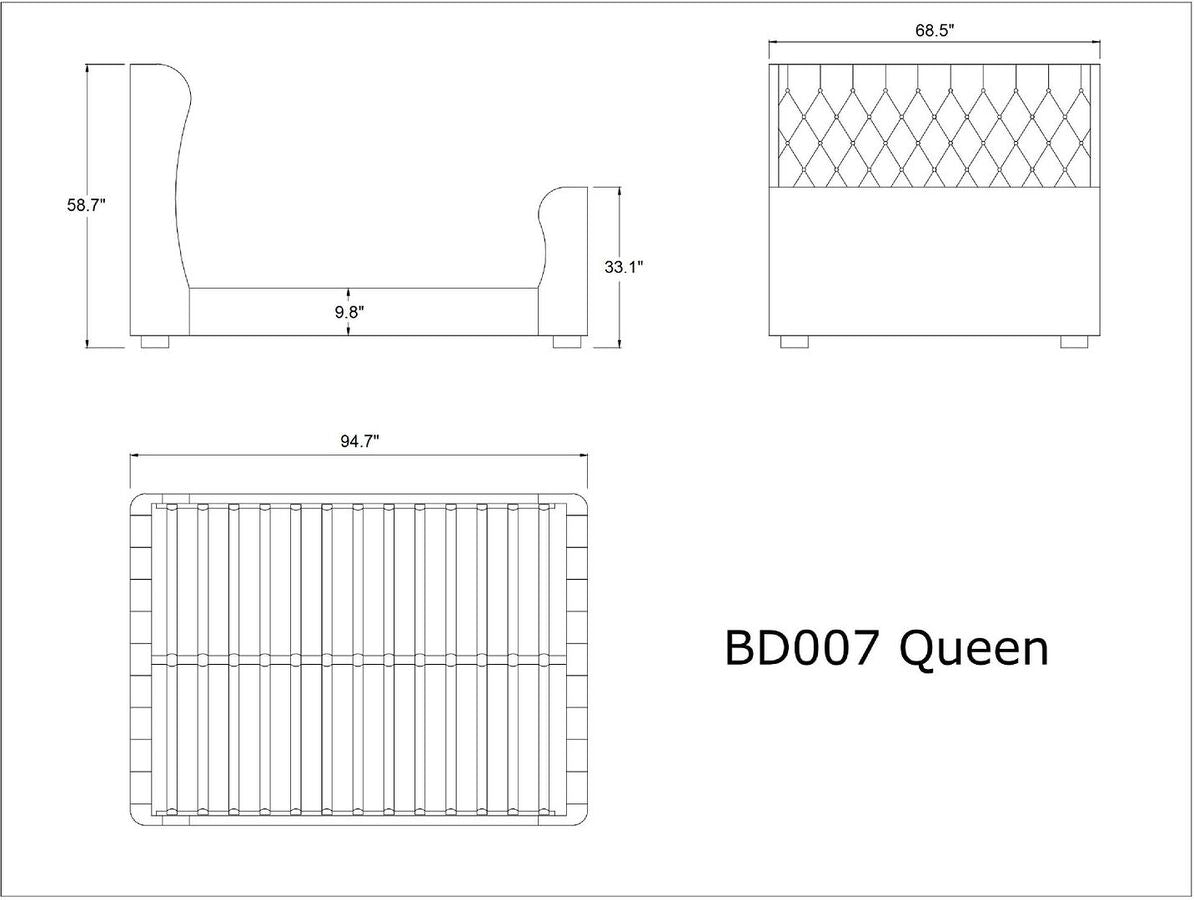 Manhattan Comfort Beds - Lola Ivory Queen Bed